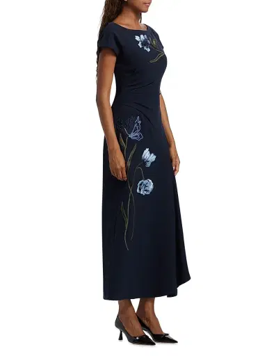 Lela Rose Women's Cascade Floral Corded Crêpe Cocktail Dress | Thumbnail 4 Lela Rose Women's Cascade Floral Corded Crêpe Cocktail Dress | Thumbnail 4
