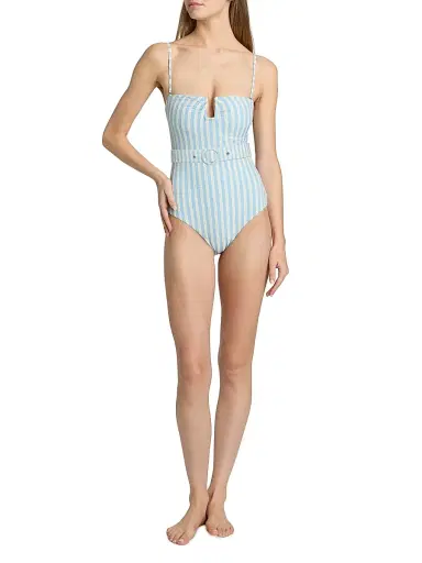 SIMKHAI Women's Noa Striped One-Piece Swimsuit - Hydrangea Blue Stripe | Thumbnail 2 SIMKHAI Women's Noa Striped One-Piece Swimsuit - Hydrangea Blue Stripe | Thumbnail 2
