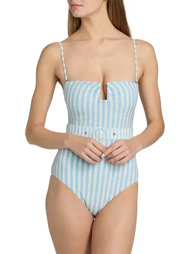 SIMKHAI Women's Noa Striped One-Piece Swimsuit - Hydrangea Blue Stripe | Thumbnail 3 SIMKHAI Women's Noa Striped One-Piece Swimsuit - Hydrangea Blue Stripe | Thumbnail 3