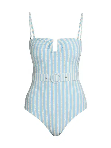 SIMKHAI Women's Noa Striped One-Piece Swimsuit - Hydrangea Blue Stripe | Thumbnail 1 SIMKHAI Women's Noa Striped One-Piece Swimsuit - Hydrangea Blue Stripe | Thumbnail 1