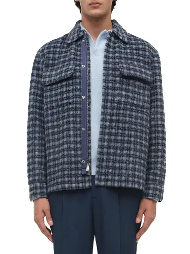 Simkhai Men's Caleb Plaid Fleece Zip-Front Shirt Jacket | Thumbnail 1 Simkhai Men's Caleb Plaid Fleece Zip-Front Shirt Jacket | Thumbnail 1