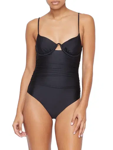 Simkhai Women's Laine Underwire Ruched One-Piece Swimsuit - Black - Size XS | Thumbnail 3 Simkhai Women's Laine Underwire Ruched One-Piece Swimsuit - Black - Size XS | Thumbnail 3