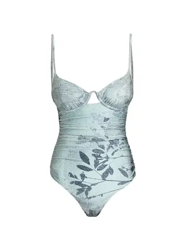Simkhai Women's Laine Floral Ruched One-Piece Swimsuit - Sky Floral - Size Small | Thumbnail 1 Simkhai Women's Laine Floral Ruched One-Piece Swimsuit - Sky Floral - Size Small | Thumbnail 1