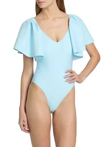 Simkhai Women's Cassidie Flutter Sleeve One-Piece Swimsuit | Thumbnail 3 Simkhai Women's Cassidie Flutter Sleeve One-Piece Swimsuit | Thumbnail 3