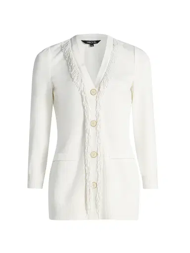 Misook Women's Beaded-Trim Knit Cardigan - White | Thumbnail 1 Misook Women's Beaded-Trim Knit Cardigan - White | Thumbnail 1
