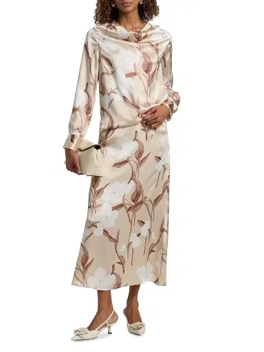 Misook Women's Floral Silk Draped Blouse | Thumbnail 2 Misook Women's Floral Silk Draped Blouse | Thumbnail 2