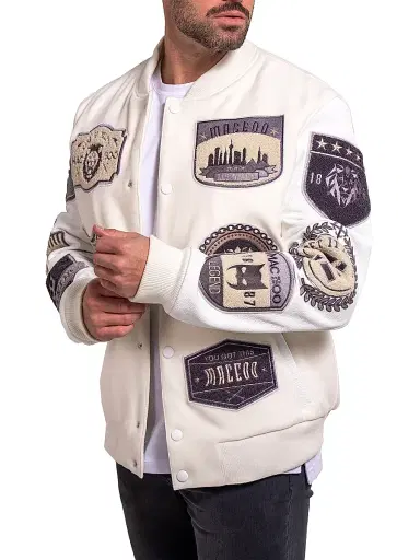 Maceoo Men's Ascension Leather Jacket - White | Thumbnail 3 Maceoo Men's Ascension Leather Jacket - White | Thumbnail 3