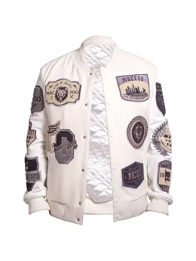Maceoo Men's Ascension Leather Jacket - White | Thumbnail 1 Maceoo Men's Ascension Leather Jacket - White | Thumbnail 1