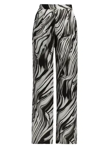Misook Women's Printed Silk Wide-Leg Pants - Black White - Size XXL | Thumbnail 1 Misook Women's Printed Silk Wide-Leg Pants - Black White - Size XXL | Thumbnail 1