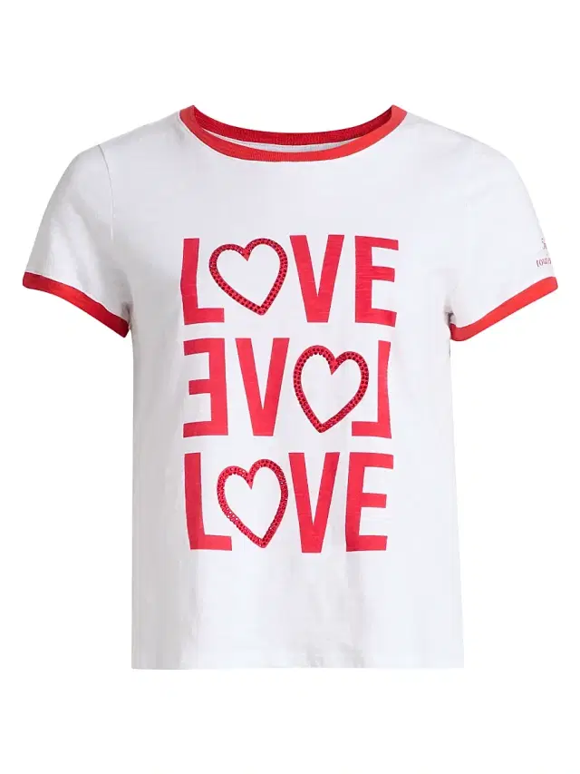 Women's Love Ringer Rhinestone-Embellished Cotton T-Shirt - White Bisou Women's Love Ringer Rhinestone-Embellished Cotton T-Shirt - White Bisou