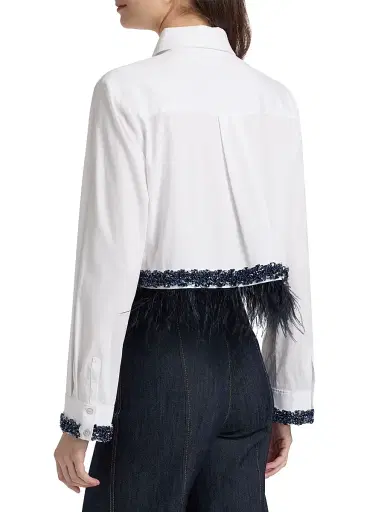 Cinq à Sept Women's Sylvan Lace Fringe Shirt - White Blue Bell | Thumbnail 5 Cinq à Sept Women's Sylvan Lace Fringe Shirt - White Blue Bell | Thumbnail 5