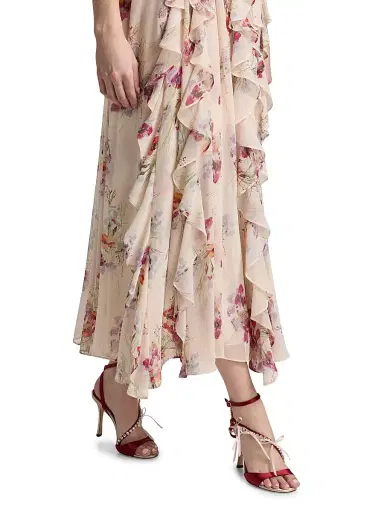 Cinq à Sept Women's Iris Bouquet Galya Ruched A-Line Midi-Dress | Thumbnail 6 Cinq à Sept Women's Iris Bouquet Galya Ruched A-Line Midi-Dress | Thumbnail 6