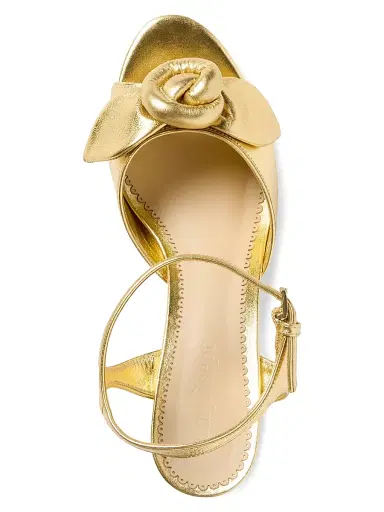 Cinq à Sept Women's Arianna 95MM Knotted Rose Metallic Leather Platform Sandals - Gold - Size 9.5 | Thumbnail 3 Cinq à Sept Women's Arianna 95MM Knotted Rose Metallic Leather Platform Sandals - Gold - Size 9.5 | Thumbnail 3
