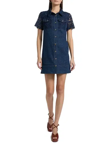 Cinq à Sept Women's Cortland Denim Button-Front Minidress - Navy | Thumbnail 2 Cinq à Sept Women's Cortland Denim Button-Front Minidress - Navy | Thumbnail 2