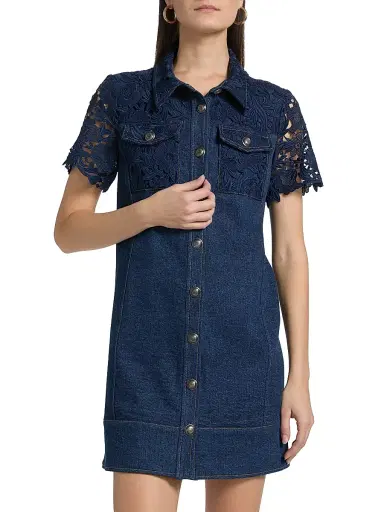 Cinq à Sept Women's Cortland Denim Button-Front Minidress - Navy | Thumbnail 3 Cinq à Sept Women's Cortland Denim Button-Front Minidress - Navy | Thumbnail 3