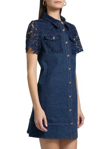 Cinq à Sept Women's Cortland Denim Button-Front Minidress - Navy | Thumbnail 4 Cinq à Sept Women's Cortland Denim Button-Front Minidress - Navy | Thumbnail 4