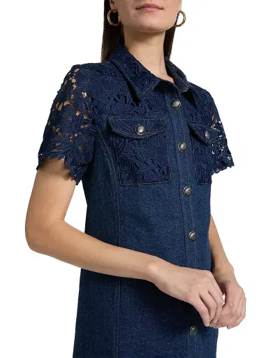 Cinq à Sept Women's Cortland Denim Button-Front Minidress - Navy | Thumbnail 6 Cinq à Sept Women's Cortland Denim Button-Front Minidress - Navy | Thumbnail 6