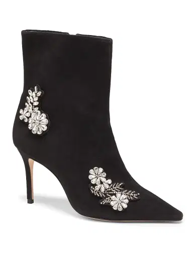 Cinq à Sept Women's Mia 85MM Crystal Appliqué Suede Ankle Boots - Black Clear Crystal | Thumbnail 2 Cinq à Sept Women's Mia 85MM Crystal Appliqué Suede Ankle Boots - Black Clear Crystal | Thumbnail 2