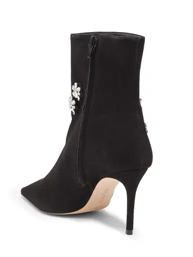Cinq à Sept Women's Mia 85MM Crystal Appliqué Suede Ankle Boots - Black Clear Crystal | Thumbnail 3 Cinq à Sept Women's Mia 85MM Crystal Appliqué Suede Ankle Boots - Black Clear Crystal | Thumbnail 3