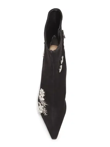 Cinq à Sept Women's Mia 85MM Crystal Appliqué Suede Ankle Boots - Black Clear Crystal | Thumbnail 4 Cinq à Sept Women's Mia 85MM Crystal Appliqué Suede Ankle Boots - Black Clear Crystal | Thumbnail 4