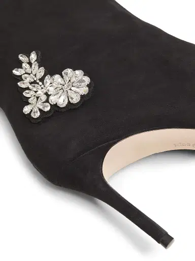 Cinq à Sept Women's Mia 85MM Crystal Appliqué Suede Ankle Boots - Black Clear Crystal | Thumbnail 5 Cinq à Sept Women's Mia 85MM Crystal Appliqué Suede Ankle Boots - Black Clear Crystal | Thumbnail 5
