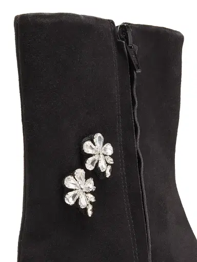 Cinq à Sept Women's Mia 85MM Crystal Appliqué Suede Ankle Boots - Black Clear Crystal | Thumbnail 6 Cinq à Sept Women's Mia 85MM Crystal Appliqué Suede Ankle Boots - Black Clear Crystal | Thumbnail 6