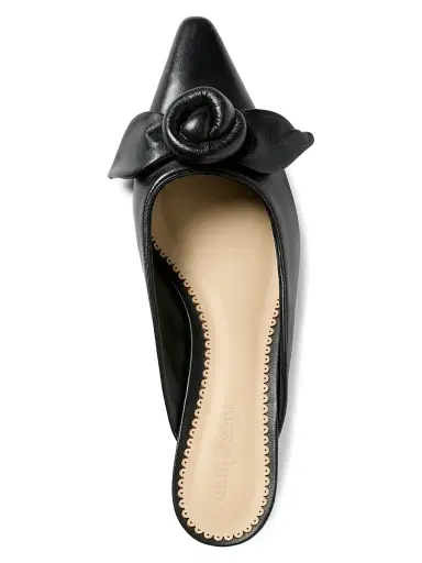 Cinq à Sept Women's Layla 45MM Knotted Rose Leather Mules - Black - Size 6.5 | Thumbnail 3 Cinq à Sept Women's Layla 45MM Knotted Rose Leather Mules - Black - Size 6.5 | Thumbnail 3