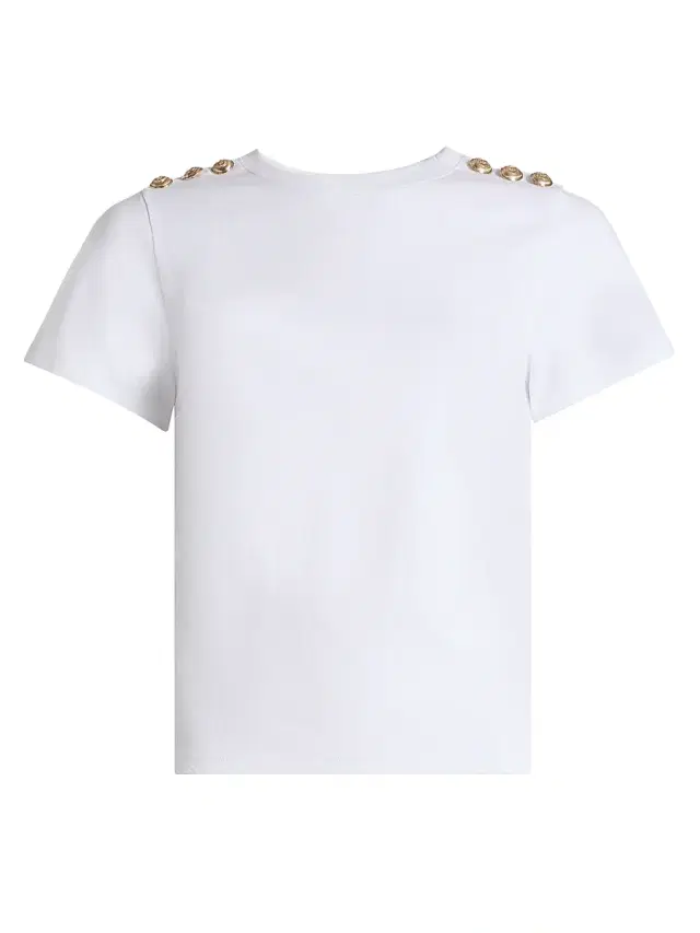 Women's Jasper Button-Shoulder Stretch-Cotton T-Shirt - White Women's Jasper Button-Shoulder Stretch-Cotton T-Shirt - White