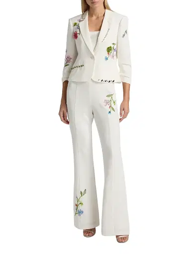 Cinq à Sept Women's Kaitlyn Embellished Floral Vine-Embroidered Pants | Thumbnail 2 Cinq à Sept Women's Kaitlyn Embellished Floral Vine-Embroidered Pants | Thumbnail 2