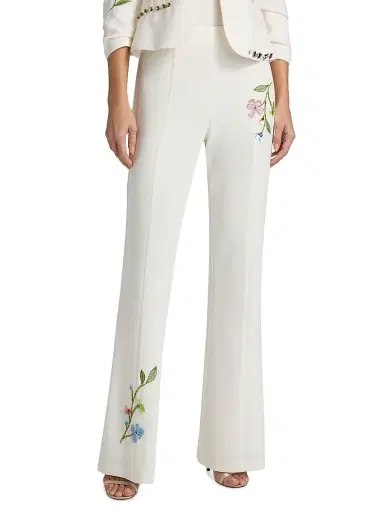 Cinq à Sept Women's Kaitlyn Embellished Floral Vine-Embroidered Pants | Thumbnail 3 Cinq à Sept Women's Kaitlyn Embellished Floral Vine-Embroidered Pants | Thumbnail 3