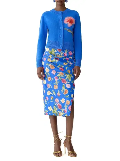 Carolina Herrera Women's Floral Long-Sleeve Wool Cardigan - Bluebell Multi - Size Large | Thumbnail 2 Carolina Herrera Women's Floral Long-Sleeve Wool Cardigan - Bluebell Multi - Size Large | Thumbnail 2