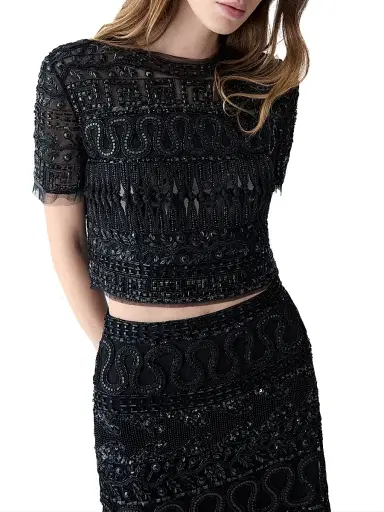 Carolina Herrera Women's Bead & Sequin-Embellished Short-Sleeve Top | Thumbnail 3 Carolina Herrera Women's Bead & Sequin-Embellished Short-Sleeve Top | Thumbnail 3