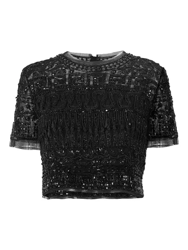 Carolina Herrera Women's Bead & Sequin-Embellished Short-Sleeve Top | Thumbnail 1 Carolina Herrera Women's Bead & Sequin-Embellished Short-Sleeve Top | Thumbnail 1