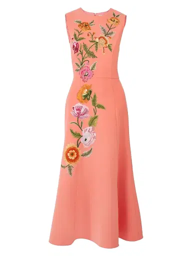 Carolina Herrera Women's Embroidered Sleeveless Fit-&-Flare Midi-Dress - Sunset Multi - Size 2 | Thumbnail 1 Carolina Herrera Women's Embroidered Sleeveless Fit-&-Flare Midi-Dress - Sunset Multi - Size 2 | Thumbnail 1