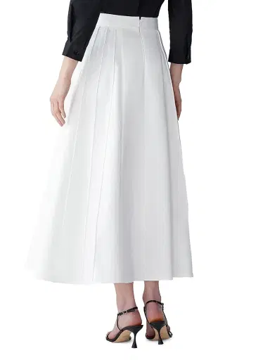 Carolina Herrera Women's Button-Detail Pleated A-Line Midi-Skirt - White | Thumbnail 4 Carolina Herrera Women's Button-Detail Pleated A-Line Midi-Skirt - White | Thumbnail 4
