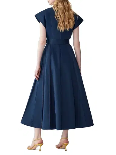 Carolina Herrera Women's Double-Breasted & Belted Stretch-Cotton A-Line Midi-Dress | Thumbnail 3 Carolina Herrera Women's Double-Breasted & Belted Stretch-Cotton A-Line Midi-Dress | Thumbnail 3