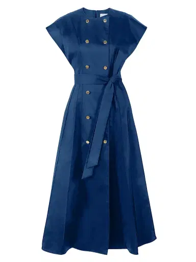 Carolina Herrera Women's Double-Breasted & Belted Stretch-Cotton A-Line Midi-Dress | Thumbnail 1 Carolina Herrera Women's Double-Breasted & Belted Stretch-Cotton A-Line Midi-Dress | Thumbnail 1