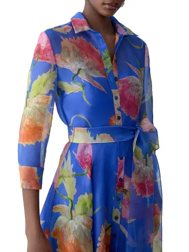 Carolina Herrera Women's Floral Silk Trench Gown - Bluebell Multi | Thumbnail 5 Carolina Herrera Women's Floral Silk Trench Gown - Bluebell Multi | Thumbnail 5
