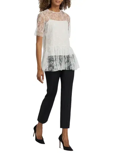 Adam Lippes Women's Dido Chantilly Lace Top - White | Thumbnail 2 Adam Lippes Women's Dido Chantilly Lace Top - White | Thumbnail 2