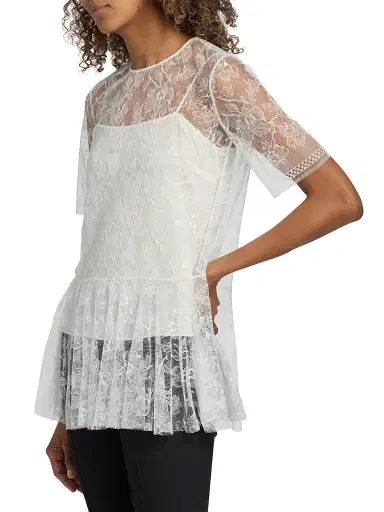 Adam Lippes Women's Dido Chantilly Lace Top - White | Thumbnail 4 Adam Lippes Women's Dido Chantilly Lace Top - White | Thumbnail 4