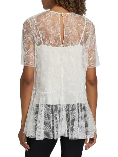 Adam Lippes Women's Dido Chantilly Lace Top - White | Thumbnail 5 Adam Lippes Women's Dido Chantilly Lace Top - White | Thumbnail 5