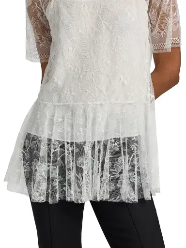 Adam Lippes Women's Dido Chantilly Lace Top - White | Thumbnail 6 Adam Lippes Women's Dido Chantilly Lace Top - White | Thumbnail 6