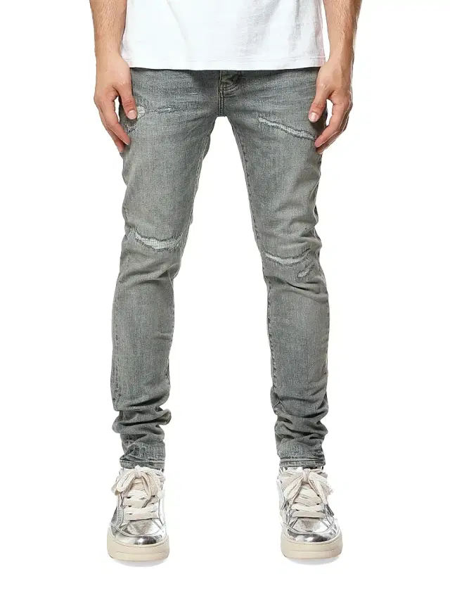 Men's P001 Vintage Repair Stacked Skinny Jeans - Light Indigo Men's P001 Vintage Repair Stacked Skinny Jeans - Light Indigo