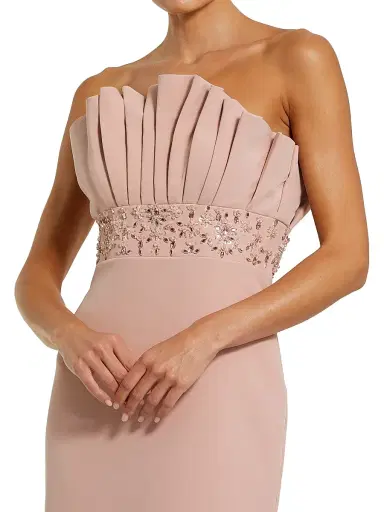 Mac Duggal Women's Rhinestone-Beaded Crepe Mermaid Gown | Thumbnail 3 Mac Duggal Women's Rhinestone-Beaded Crepe Mermaid Gown | Thumbnail 3