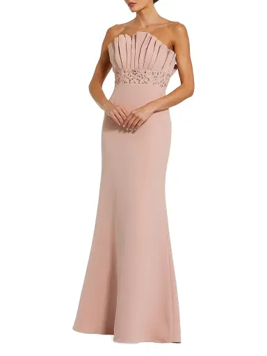 Mac Duggal Women's Rhinestone-Beaded Crepe Mermaid Gown | Thumbnail 1 Mac Duggal Women's Rhinestone-Beaded Crepe Mermaid Gown | Thumbnail 1