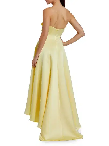 Mac Duggal Women's 3D Floral Applique Satin A-Line Gown - Buttercup - Size 14 | Thumbnail 2 Mac Duggal Women's 3D Floral Applique Satin A-Line Gown - Buttercup - Size 14 | Thumbnail 2