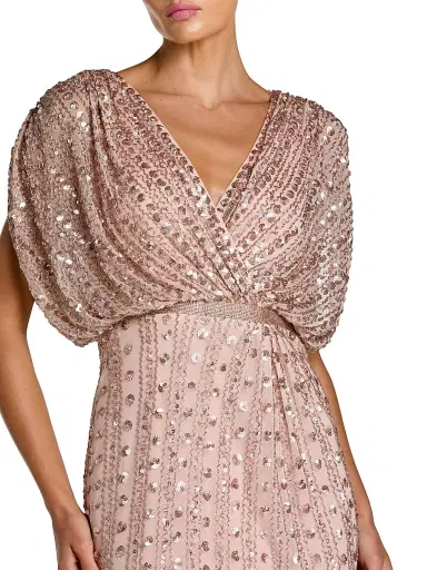 Mac Duggal Women's Beaded Mesh Column Gown - Vintage Rose - Size 20 | Thumbnail 3 Mac Duggal Women's Beaded Mesh Column Gown - Vintage Rose - Size 20 | Thumbnail 3