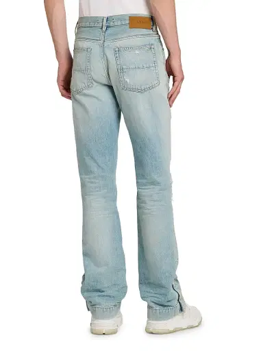 Amiri Men's Mx1 Distressed Denim Mid-Rise Straight-Leg Jeans - Mist Indigo | Thumbnail 5 Amiri Men's Mx1 Distressed Denim Mid-Rise Straight-Leg Jeans - Mist Indigo | Thumbnail 5