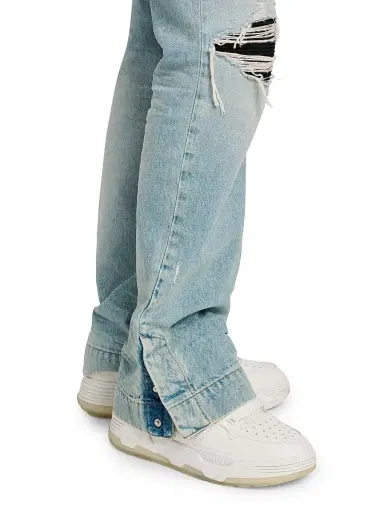 Amiri Men's Mx1 Distressed Denim Mid-Rise Straight-Leg Jeans - Mist Indigo | Thumbnail 6 Amiri Men's Mx1 Distressed Denim Mid-Rise Straight-Leg Jeans - Mist Indigo | Thumbnail 6