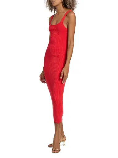 Ramy Brook Women's Kira Ribbed Midi-Dress - Crimson | Thumbnail 4 Ramy Brook Women's Kira Ribbed Midi-Dress - Crimson | Thumbnail 4